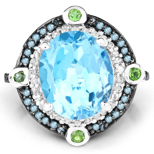 5.84 Carat Genuine Multi Stones .925 Sterling Silver Ring on sale at MyriadMart