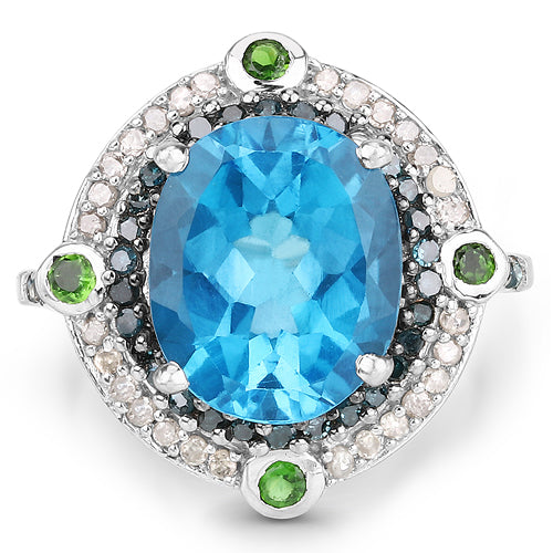 5.84 Carat Genuine Multi Stones .925 Sterling Silver Ring on sale at MyriadMart