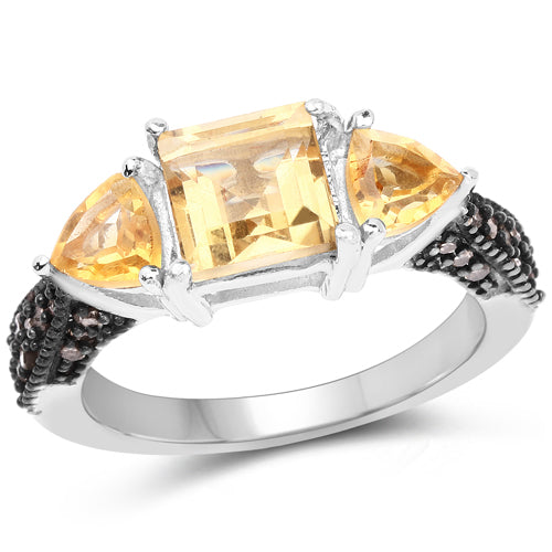 2.71 Carat Genuine Citrine and Champagne Diamond .925 Sterling Silver Ring on sale at MyriadMart