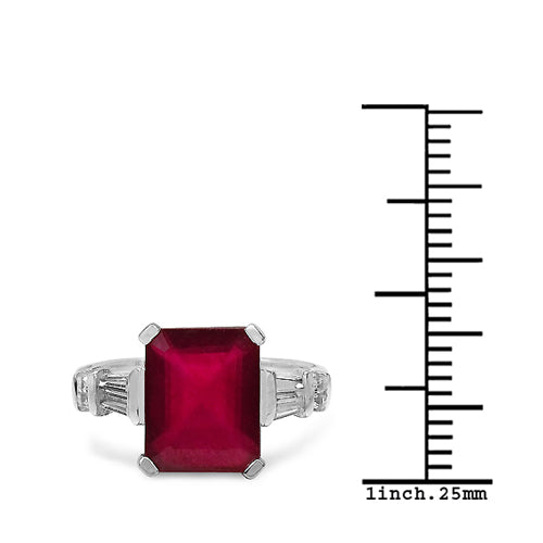 4.30 ct. t.w. Glass Filled Ruby and White Topaz Ring in Sterling Silver on sale at MyriadMart