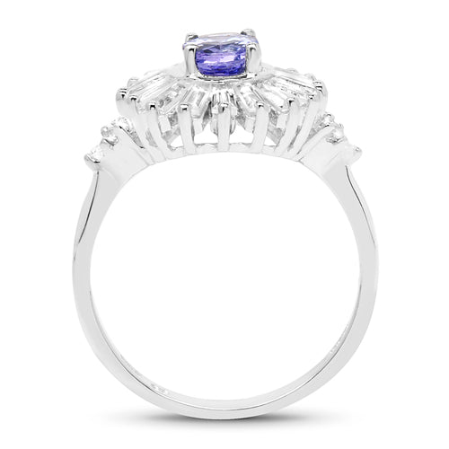 2.01 Carat Genuine Tanzanite and White Topaz .925 Sterling Silver Ring on sale at MyriadMart