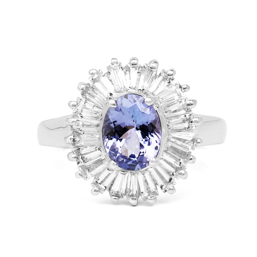 2.47 Carat Genuine Tanzanite and White Topaz .925 Sterling Silver Ring on sale at MyriadMart