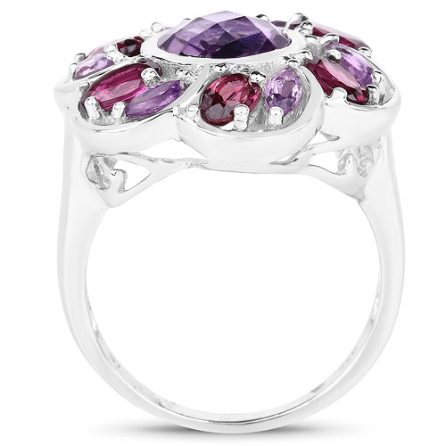 3.52 Carat Genuine Amethyst & Rhodolite .925 Sterling Silver Ring on sale at MyriadMart