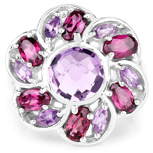 3.52 Carat Genuine Amethyst & Rhodolite .925 Sterling Silver Ring on sale at MyriadMart