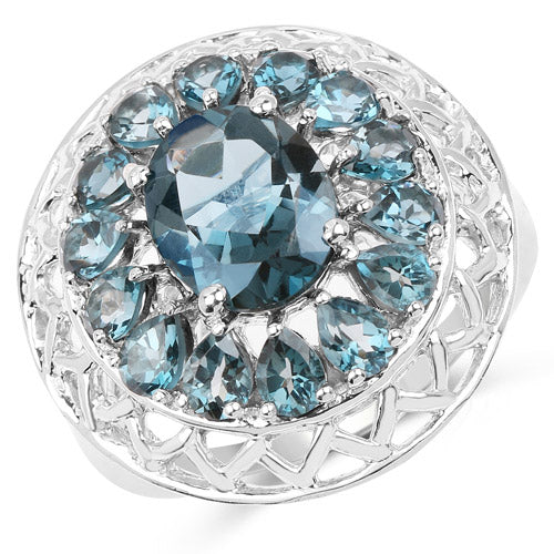 5.98 Carat Genuine London Blue Topaz .925 Sterling Silver Ring on sale at MyriadMart
