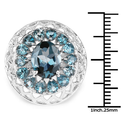 5.98 Carat Genuine London Blue Topaz .925 Sterling Silver Ring on sale at MyriadMart