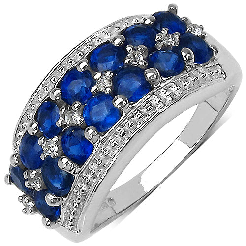 2.00 Carat Genuine Kyanite & White Topaz .925 Sterling Silver Ring on sale at MyriadMart