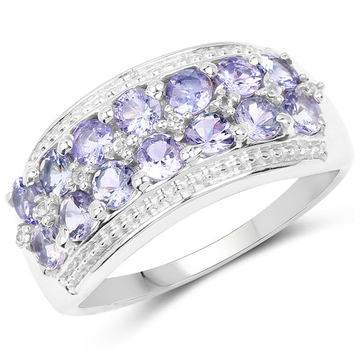 1.44 Carat Genuine Tanzanite & White Topaz .925 Sterling Silver Ring on sale at MyriadMart