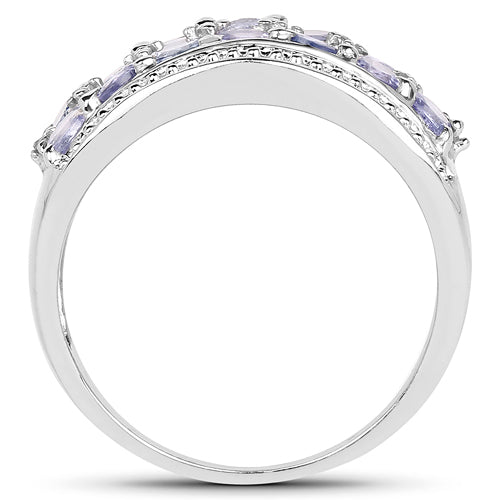 1.44 Carat Genuine Tanzanite & White Topaz .925 Sterling Silver Ring on sale at MyriadMart