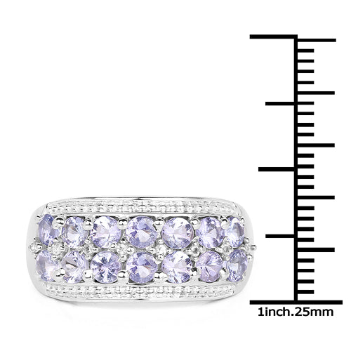 1.44 Carat Genuine Tanzanite & White Topaz .925 Sterling Silver Ring on sale at MyriadMart