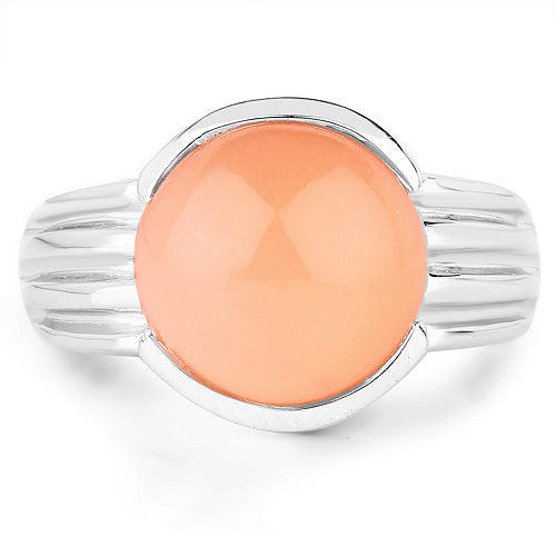 6.00 Carat Genuine Peach Moonstone .925 Sterling Silver Ring on sale at MyriadMart