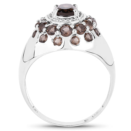 1.90 Carat Genuine Smoky Quartz .925 Sterling Silver Ring on sale at MyriadMart