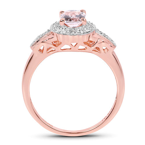 14K Rose Gold Plated 0.73 Carat Genuine Morganite & White Topaz .925 Sterling Silver Ring on sale at MyriadMart