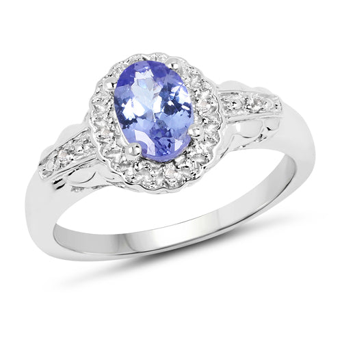 2.46 Carat Genuine Tanzanite and White Topaz .925 Sterling Silver 3 Piece Jewelry Set Ring, Earrings, and Pendant w/ Chain on sale at MyriadMart