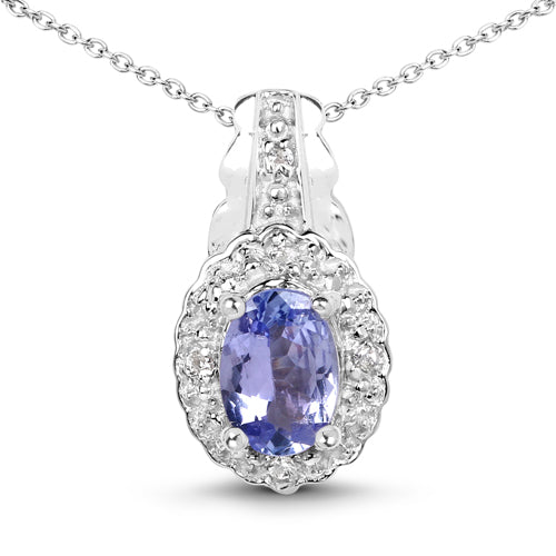 2.46 Carat Genuine Tanzanite and White Topaz .925 Sterling Silver 3 Piece Jewelry Set Ring, Earrings, and Pendant w/ Chain on sale at MyriadMart