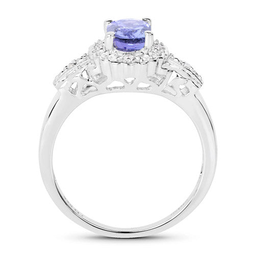 2.46 Carat Genuine Tanzanite and White Topaz .925 Sterling Silver 3 Piece Jewelry Set Ring, Earrings, and Pendant w/ Chain on sale at MyriadMart