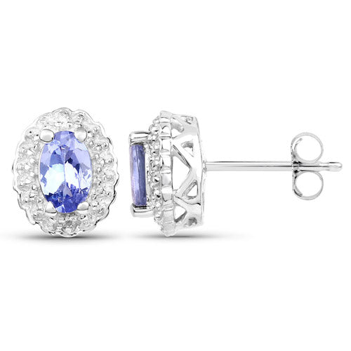 2.46 Carat Genuine Tanzanite and White Topaz .925 Sterling Silver 3 Piece Jewelry Set Ring, Earrings, and Pendant w/ Chain on sale at MyriadMart