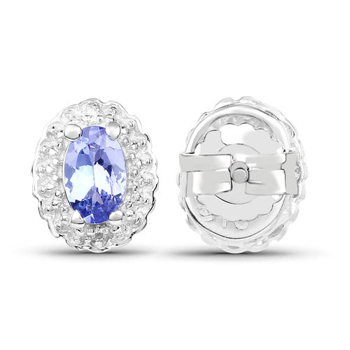 2.46 Carat Genuine Tanzanite and White Topaz .925 Sterling Silver 3 Piece Jewelry Set Ring, Earrings, and Pendant w/ Chain on sale at MyriadMart