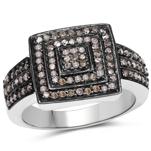 0.42 Carat Genuine Champagne Diamond .925 Sterling Silver Ring on sale at MyriadMart