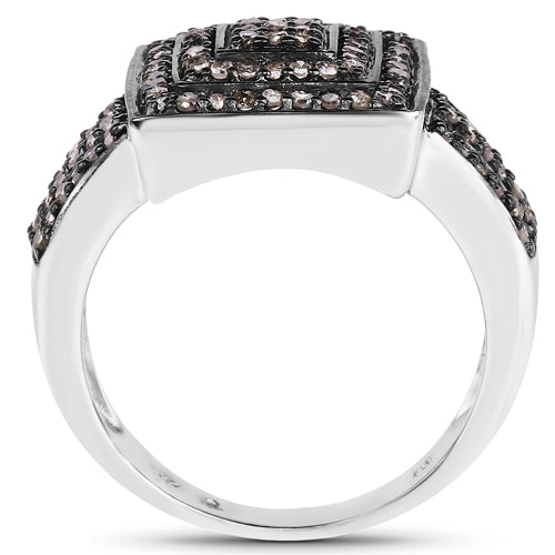0.42 Carat Genuine Champagne Diamond .925 Sterling Silver Ring on sale at MyriadMart
