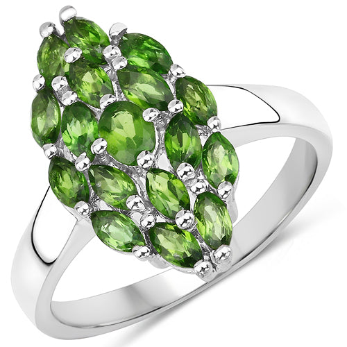 1.28 Carat Genuine Chrome Diopside .925 Sterling Silver Ring on sale at MyriadMart