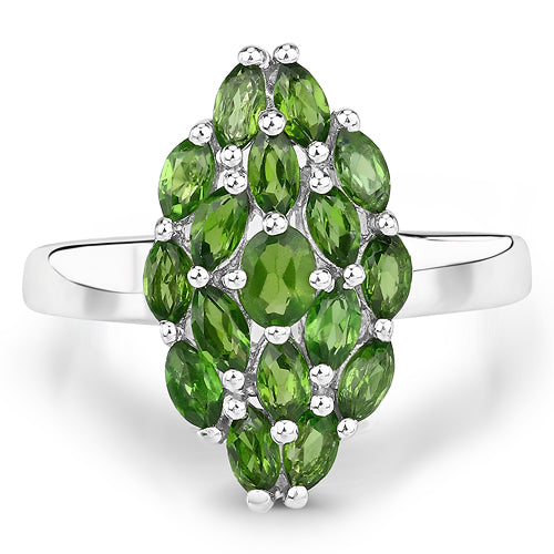 1.28 Carat Genuine Chrome Diopside .925 Sterling Silver Ring on sale at MyriadMart