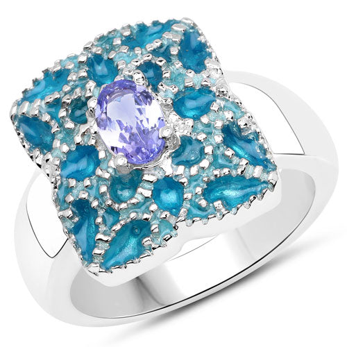 0.44 Carat Genuine Tanzanite .925 Sterling Silver Ring on sale at MyriadMart