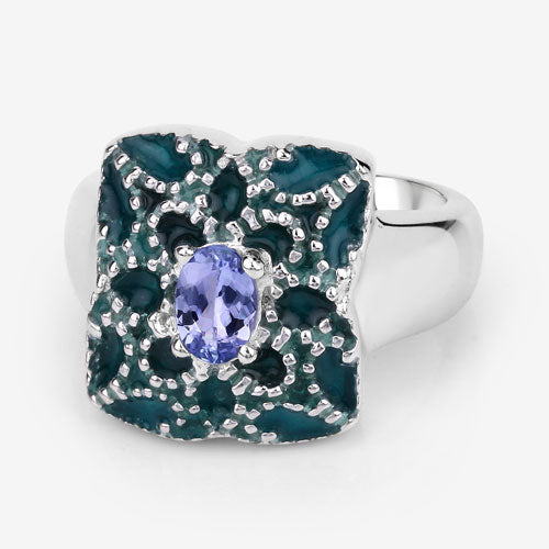 0.44 Carat Genuine Tanzanite .925 Sterling Silver Ring on sale at MyriadMart