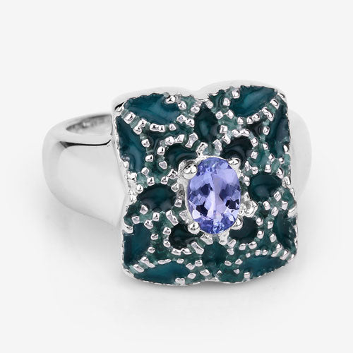 0.44 Carat Genuine Tanzanite .925 Sterling Silver Ring on sale at MyriadMart