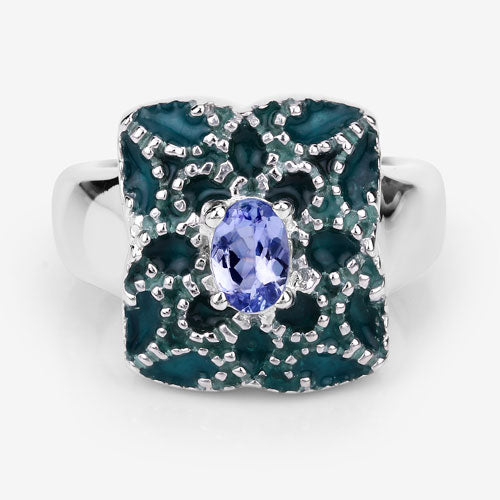 0.44 Carat Genuine Tanzanite .925 Sterling Silver Ring on sale at MyriadMart