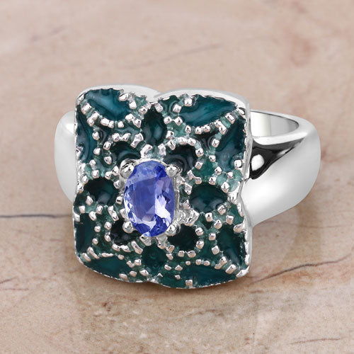 0.44 Carat Genuine Tanzanite .925 Sterling Silver Ring on sale at MyriadMart