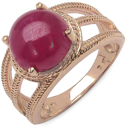 14K Rose Gold Plated 6.55 Carat Genuine Glass Filled Ruby .925 Sterling Silver Ring on sale at MyriadMart