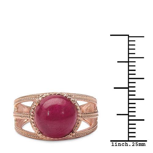 14K Rose Gold Plated 6.55 Carat Genuine Glass Filled Ruby .925 Sterling Silver Ring on sale at MyriadMart