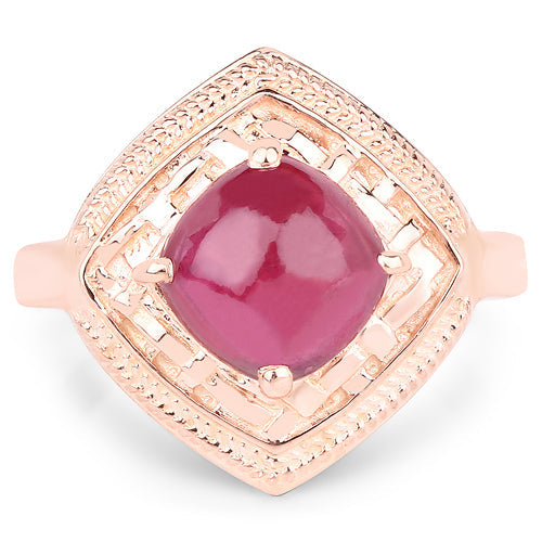 14K Rose Gold Plated 3.15 Carat Genuine Glass Filled Ruby .925 Sterling Silver Ring on sale at MyriadMart