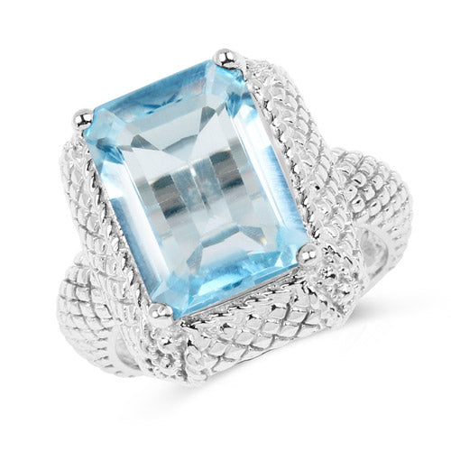 9.25 Carat Genuine Blue Topaz .925 Sterling Silver Ring on sale at MyriadMart