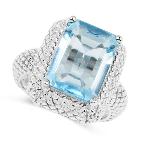 9.25 Carat Genuine Blue Topaz .925 Sterling Silver Ring on sale at MyriadMart