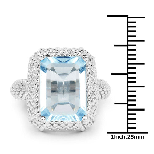 9.25 Carat Genuine Blue Topaz .925 Sterling Silver Ring on sale at MyriadMart