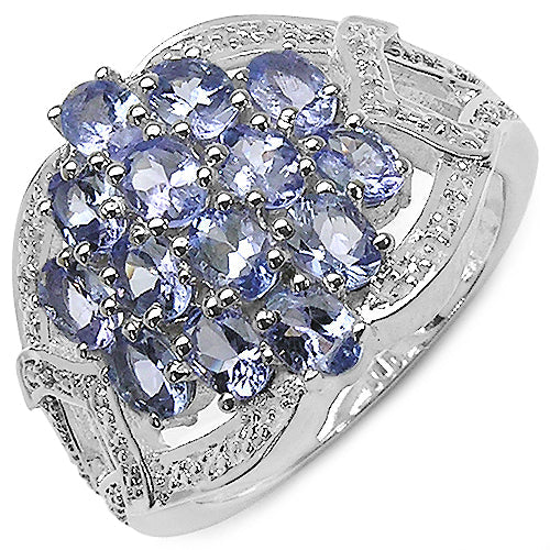 2.38 Carat Genuine Tanzanite .925 Sterling Silver Ring on sale at MyriadMart