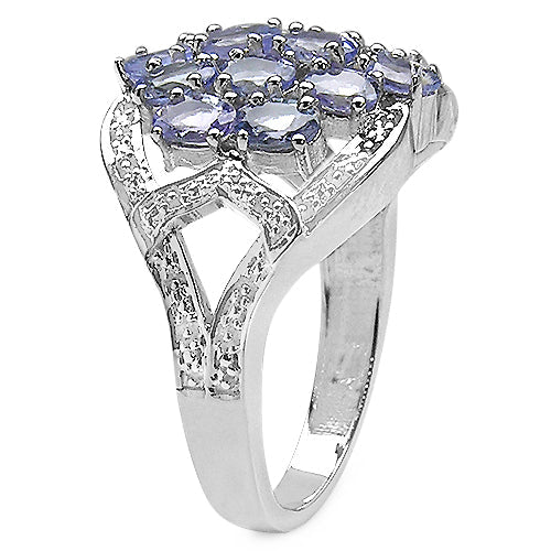 2.38 Carat Genuine Tanzanite .925 Sterling Silver Ring on sale at MyriadMart