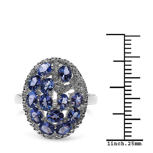 2.29 Carat Genuine Tanzanite & White Topaz .925 Sterling Silver Ring on sale at MyriadMart