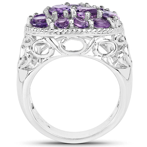2.64 Carat Genuine Amethyst .925 Sterling Silver Ring on sale at MyriadMart