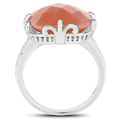 12.75 Carat Genuine Peach Moonstone .925 Sterling Silver Ring on sale at MyriadMart