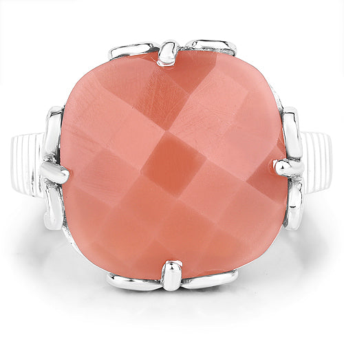12.75 Carat Genuine Peach Moonstone .925 Sterling Silver Ring on sale at MyriadMart