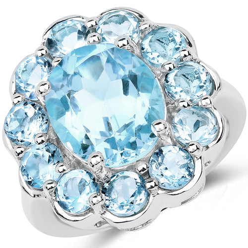 8.67 Carat Genuine Blue Topaz .925 Sterling Silver Ring on sale at MyriadMart