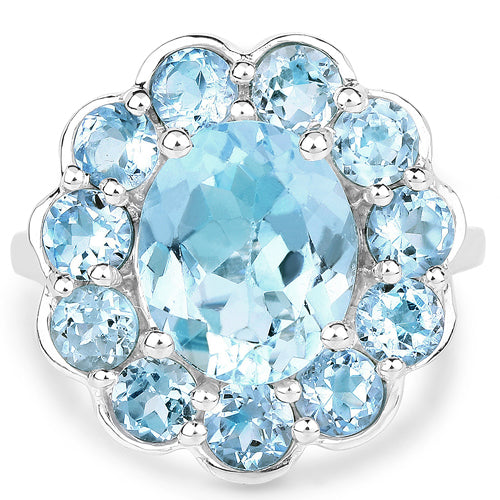 8.67 Carat Genuine Blue Topaz .925 Sterling Silver Ring on sale at MyriadMart