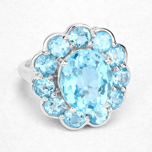 8.77 Carat Genuine Swiss Blue Topaz .925 Sterling Silver Ring on sale at MyriadMart