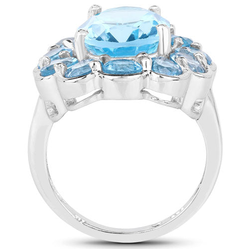 8.77 Carat Genuine Swiss Blue Topaz .925 Sterling Silver Ring on sale at MyriadMart