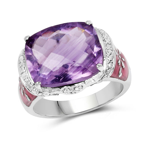 8.86 Carat Genuine Amethyst & White Topaz .925 Sterling Silver Ring on sale at MyriadMart