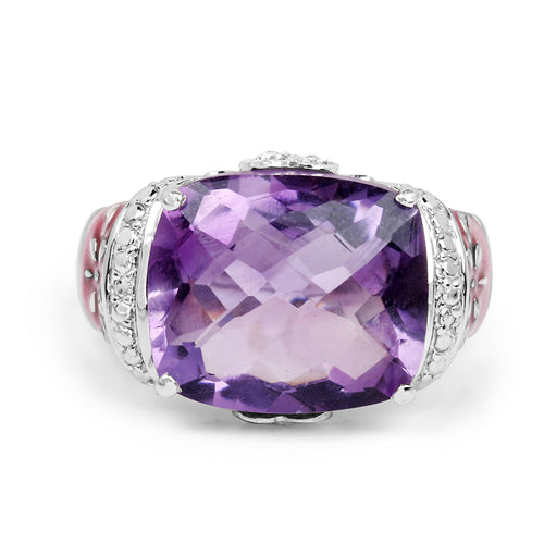 8.86 Carat Genuine Amethyst & White Topaz .925 Sterling Silver Ring on sale at MyriadMart
