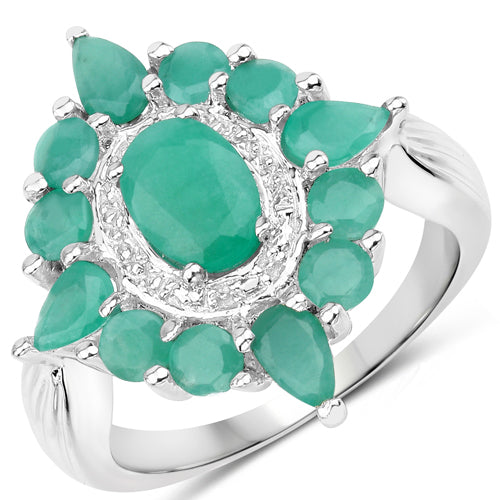 2.37 Carat Genuine Emerald .925 Sterling Silver Ring on sale at MyriadMart